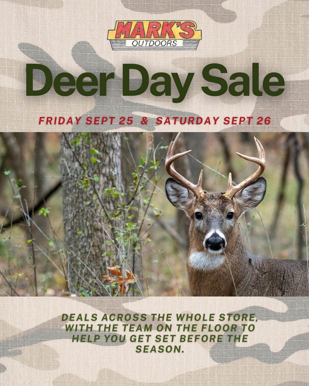 Deer Day Sale 2026, Two Days Only at Mark's Outdoors, Sept 25 and 26